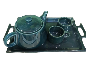 Tray Tea Set Green Glossy